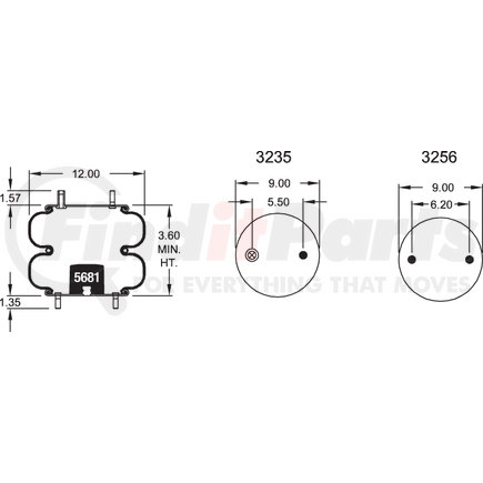 W013587499 by FIRESTONE - Airide Air Spring Double Convoluted 22-1.5