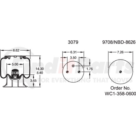 Firestone W013585311 Suspension Air Spring Kit Airide Air Spring Reversible Sleeve 1T14C-1