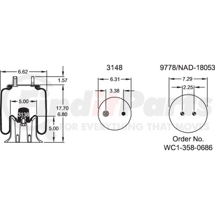 W013585414 by FIRESTONE - Airide Air Spring Reversible Sleeve 1T14C-3