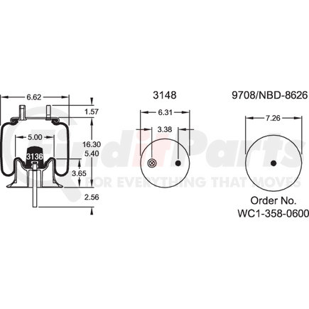 W013585434 by FIRESTONE - Airide Air Spring Reversible Sleeve 1T14C-3