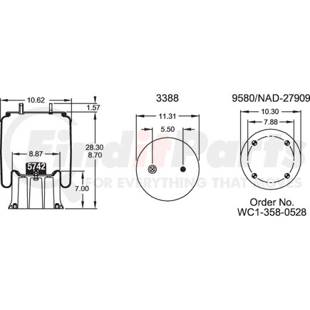 Firestone W013585511 Multi-Purpose Control Cable Airide Air Spring Reversible Sleeve 1T19L-12