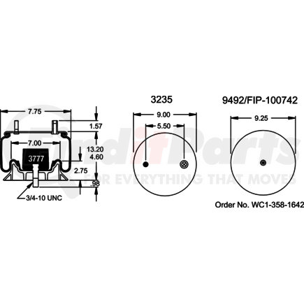 Firestone W013585792 Suspension Air Spring Kit Airide Air Spring Reversible Sleeve 1T15TQ-1