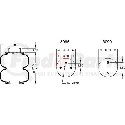 Firestone W013586817 Suspension Air Spring Kit Airide Air Spring Double Convoluted 20-2