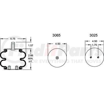 Firestone W013587057 Suspension Air Spring Kit Airide Air Spring Double Convoluted 25