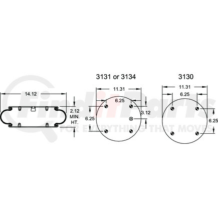 Firestone W013587103 Suspension Air Spring Kit Airide Air Spring Single Convoluted 113