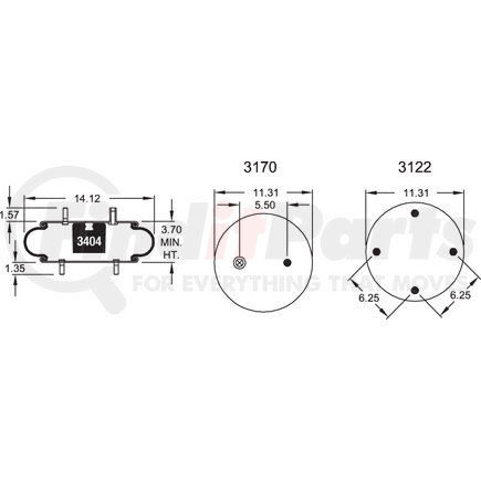 Firestone W013587117 Suspension Air Spring Kit Airide Air Spring Single Convoluted 113B-1