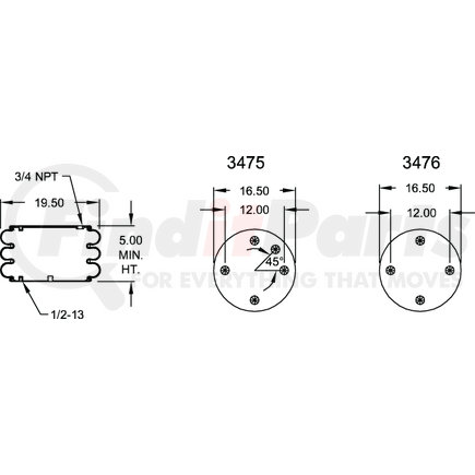 W013587274 by FIRESTONE - Air Spring Triple Convoluted 323