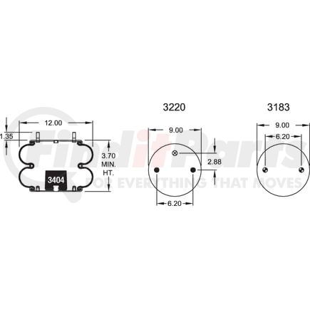 Firestone W013587406 Heavy Duty Air Spring 22d W/stud Bn 1/4 Rb