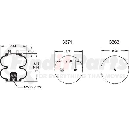 Firestone W013587330 Suspension Air Spring Kit Airide Air Spring Double Convoluted 26
