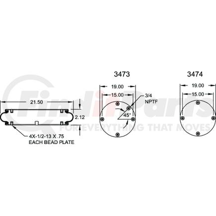 Firestone W013587726 Airide Air Spring Single Convoluted 126