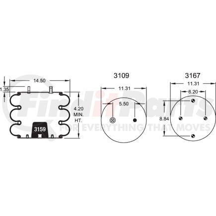 Firestone W013587844 Suspension Air Spring Kit 333C AIR SPRING