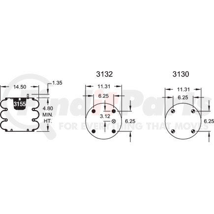 Firestone W013587855 Suspension Air Spring Kit 333C AIR SPRING