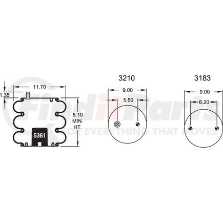 W013587994 by FIRESTONE - Air Spring Triple Convoluted 38