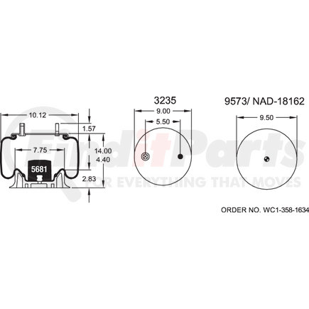 Firestone W013588201 Suspension Air Spring Kit 1T15M2 AIR SPRING