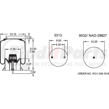 W013588842 by FIRESTONE - Airide Air Spring Reversible Sleeve 1T15M-9