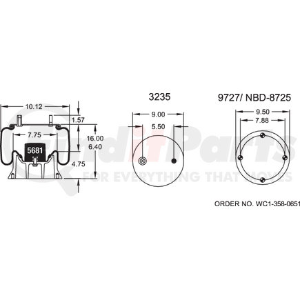 Firestone W013588930 Suspension Air Spring Kit 1T15M2 AIR SPRING