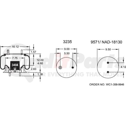 Firestone W013589029 Suspension Air Spring Kit Airide Air Spring Reversible Sleeve 1T15M-0