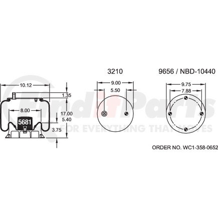 Firestone W013589797 Suspension Air Spring Kit Airide Air Spring Reversible Sleeve 1T15M-4