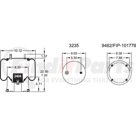 Firestone W013589274 Suspension Air Spring Kit Airide Air Spring Reversible Sleeve 1T15V-8