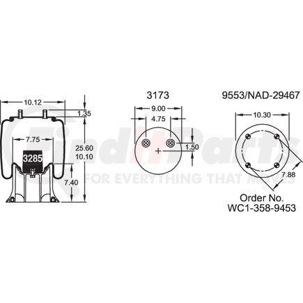 W013589349 by FIRESTONE - Airide Air Spring Reversible Sleeve 1T15M-9