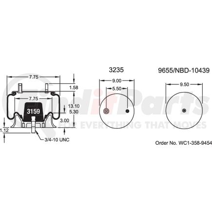 Firestone W013589423 Suspension Air Spring Kit 1T15TM1 AIR SPRING