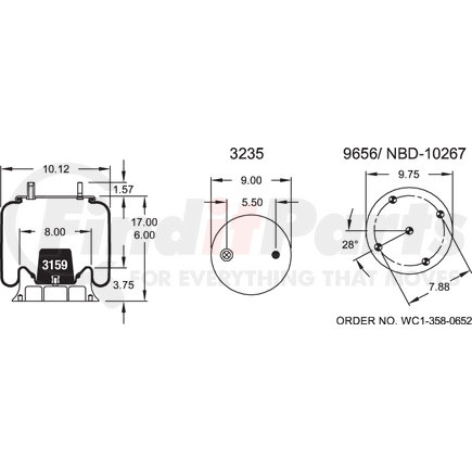 Firestone W013589463 Suspension Air Spring Kit 1T15M4 AIR SPRING