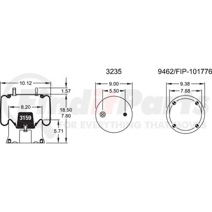 Firestone W013589467 Suspension Air Spring Kit Airide Air Spring Reversible Sleeve 1T15M-4