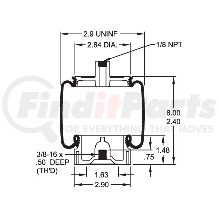 Firestone W023587079 Suspension Air Spring Kit Air Spring Sleeve Style