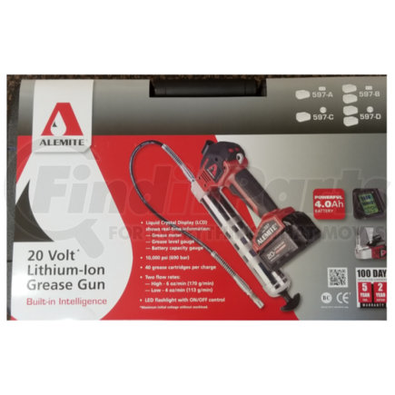 597-B by ALEMITE - 20 volt, 4,000 mAh Li-ion battery, two batteries