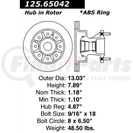 125.65042 by CENTRIC - Premium High Carbon Alloy Brake Rotor