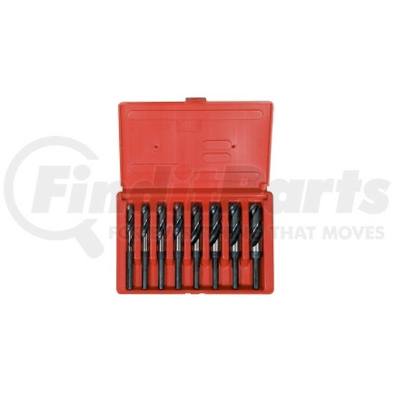 90108 by HANSON - Drill Bit Set, 8 Piece, High Speed Steel, 1/2" Reduced Shank, 9/16" to 1", in Metal Index