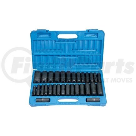 1512DM by GREY PNEUMATIC - 30-Piece 1/2 in. Drive SAE/Metric Deep Socket Set