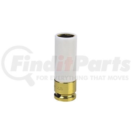 284919 by SUNEX TOOLS - 1/2" Drive, Extra Thin Wall Deep Wheel Protector Impact Socket, 19mm, Yellow