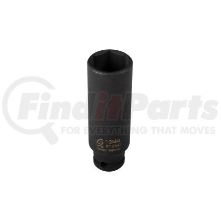 812MD by SUNEX TOOLS - 1/4" Drive 6 Point Deep Impact Socket 12mm