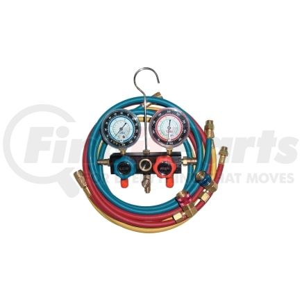 Mountain LX1004B R134a Aluminum Block Manifold Gauge Set with Hoses and Quick Couplers