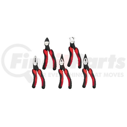 Ampro Tools T19191 Arched Handle Mini Plier Set, Long Nose, Flat, End Cutter, Bent Nose, and Diagonal Cutter, Storage T