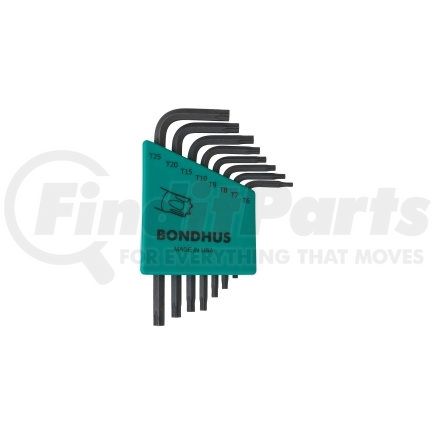 Bondhus Corp. 31732 Torx Wrench Set, 8 Piece, T6 to T25, Short Length, L Shape, in Twist-to-Lock Plastic Case