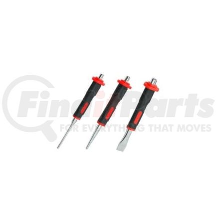 Ampro Tools T19530 Punch and Chisel Set, 3/16 Pin Punch, Center Punch, 5/8 Chisel, Shock Absorbing Cushion Grip Handle