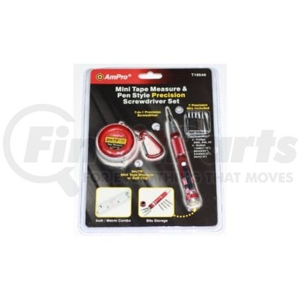 T19549 by AMPRO TOOLS - Tape Measure and Screwdriver Set, Mini tapr Measure and Pen Style Precision Screwdriver Set