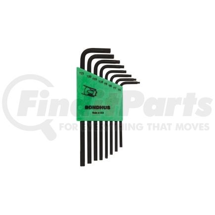 Bondhus Corp. 32432 Tamper Proof Torx Wrench Set, 8 Piece, T6 to T25, Long Length, L Shaped, Twist-to-Lock Plastic Case
