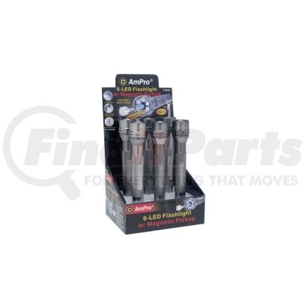 Ampro Tools T19701-6 Flashlight with Magnetic Pickup, 6 LED, Gray, Extends up to 20 Inches, Display of 6
