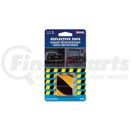 RE838 by INCOM MFG - Reflective Safety Tape, Yellow/Black Slanted, 1-1/2" x 40" Roll, Highly Reflective, Engineer Grade