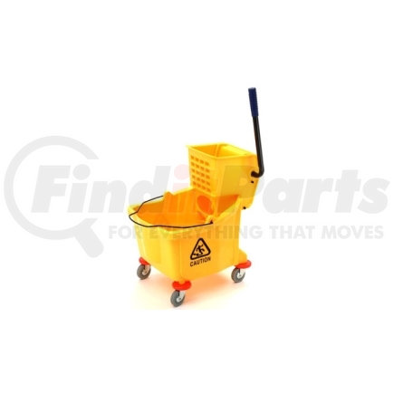 7030 by LAITNER BRUSH PRODUCTS - Plastic Yellow Mop Bucket, with Wringer, 26 Quart Capacity, with Non-Marking Casters