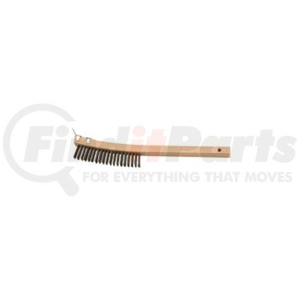 942 by LAITNER BRUSH PRODUCTS - Wire Scratch Brush, with Scraper End, 3 x 19 Row Curved Bristles, 14" Overall Length, Wooden Handle