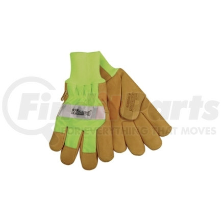 1939KWL by KINCO INTERNATIONAL - Work Gloves, Grain Pigskin Palm, Hi-Vis Green Back and Cuff, Heatkeep Insulated Lining, Large