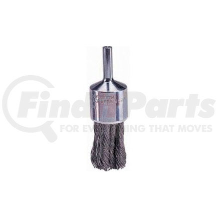 10027 by WEILER - Wire End Brush, 1-1/8" Diameter, .014 Knotted Wire, 1/4" Round Stem, 22,000 RPM Max