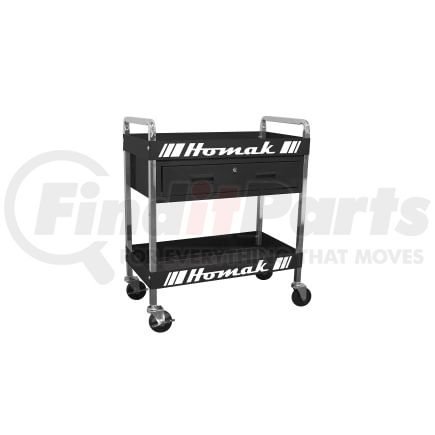 BK06030210 by HOMACK MFG - Metal Service Cart-Black 30" 1-Drawer