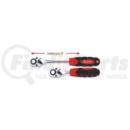 T19055 by AMPRO TOOLS - Ratchet, 2 in 1 Extendable, 1/2 Drive, Quick Release, Extends up to 10 inches