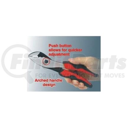Ampro Tools T19170 Slip Joint Plier, Arched Handle, Push Button Adjustment, 8 inch