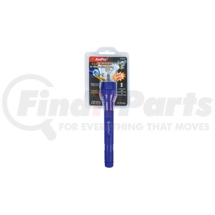 Ampro Tools T19707 LED Flashlight with Magnetic Pick-Up Tool, Blue, Half Clam Shell